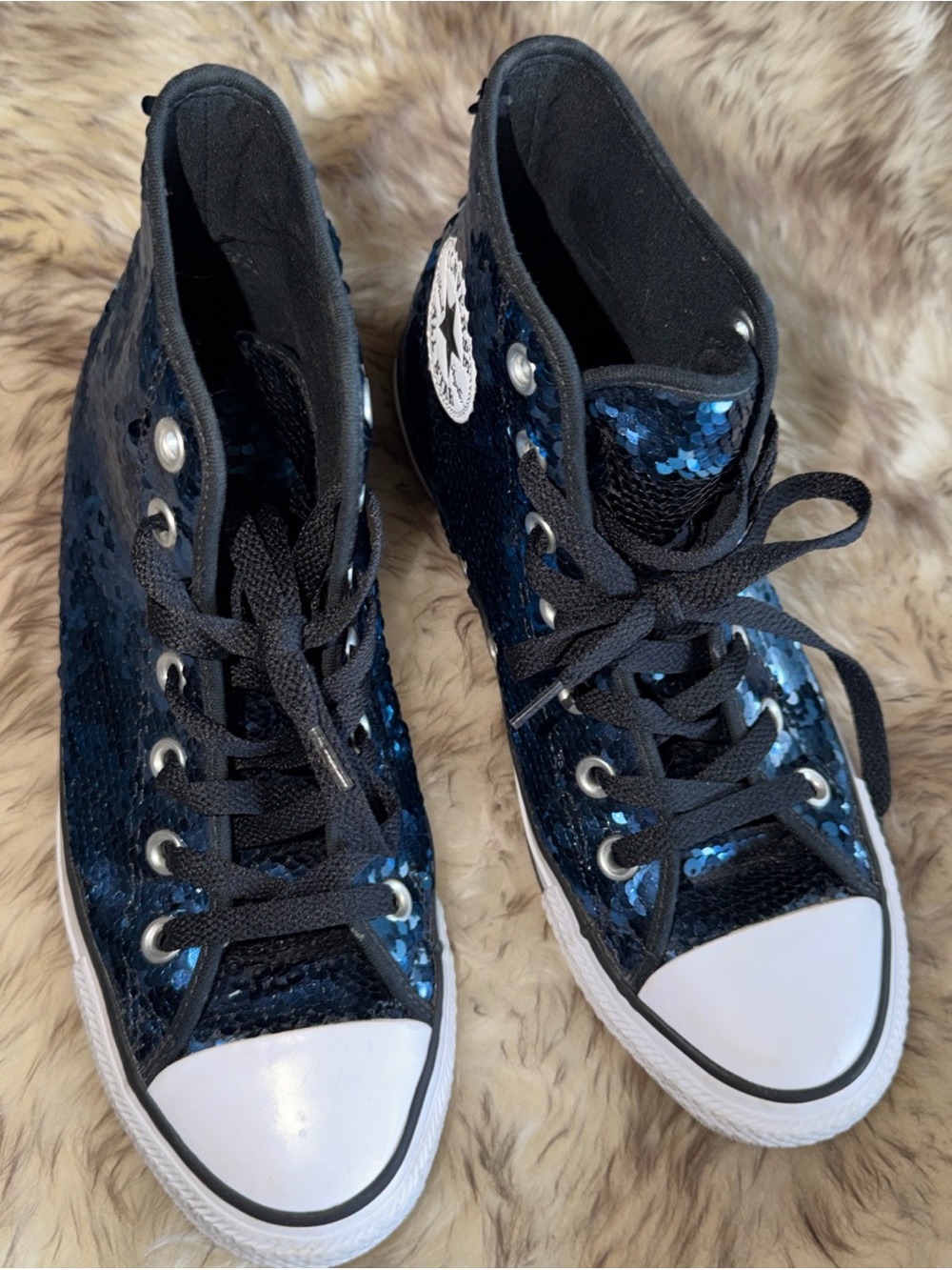 Converse Chuck Taylor All Star High Top Women's Shoes Sequin Blue /Black Dance 8 - Picture 6 of 14